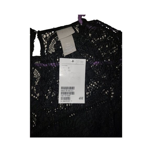 NEW H&M Black Lace Party Cocktail MINI Dress SZ 0 - Picture 8 of 13